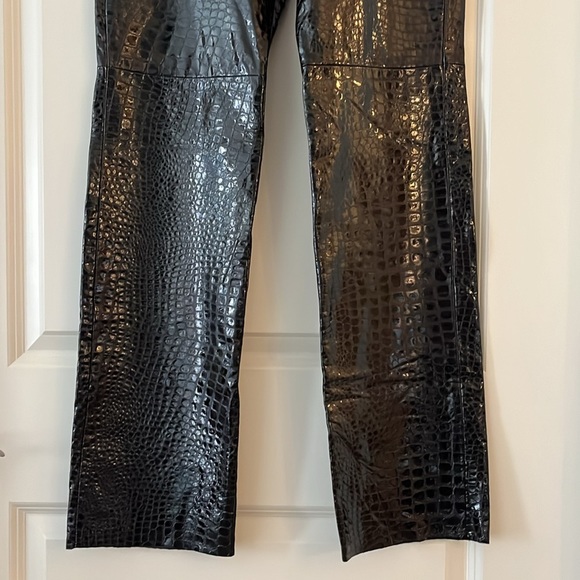 Comme Toujours Patent Leather Croc Embossed High Rise Pants - Picture 5 of 15